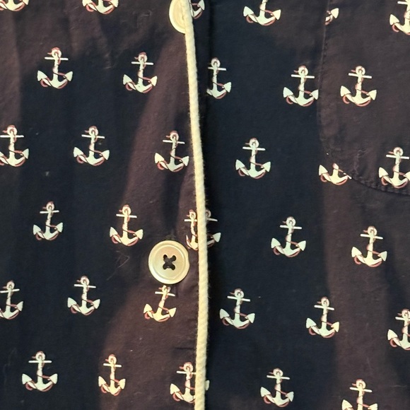 J. Crew Pajamas Top Button Down Anchors Navy  & White Womens Sz XXS 100% Cotton - Picture 5 of 5